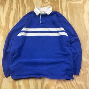 Vintage 90s Polo Ralph Lauren Rugby Shirt – Blue/White Stripes – Men’s L